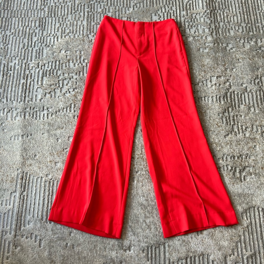 Alice + Olivia Elegant Red Wide-Leg Women's Pants size 8